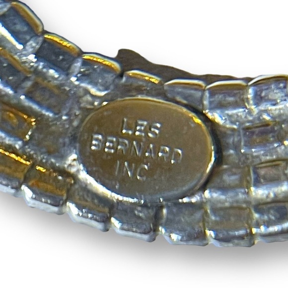 Vintage Les Bernard Inc Earrings Women’s Pave Rhinestone Silver Tone with Posts - Picture 5 of 6